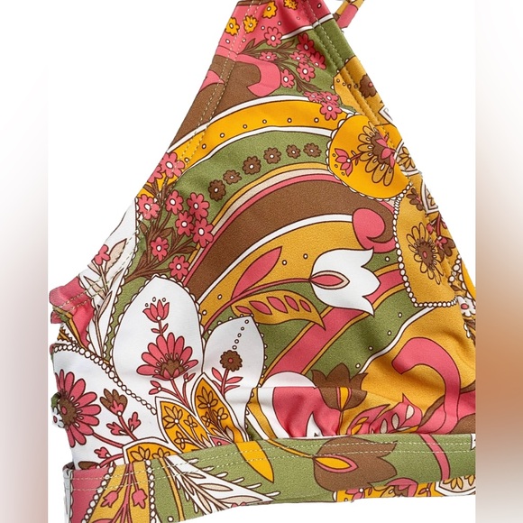Gianni Bini Floral Bikini Top Womens Small Multicolor Padded Strappy Back - Picture 5 of 9
